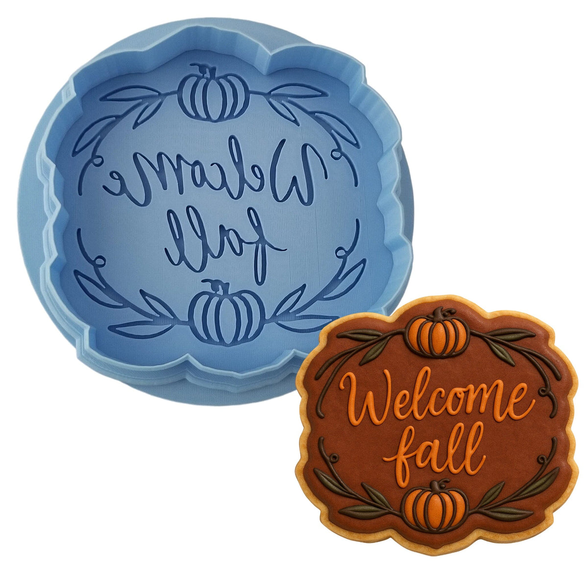Welcome Fall Cookie Cutter | Stamp | Stencil #1 Halloween / Fall Cookie Cutter Lady MINI - 2 Inches (5cm) **BUNDLE** Cutter + Debosser 