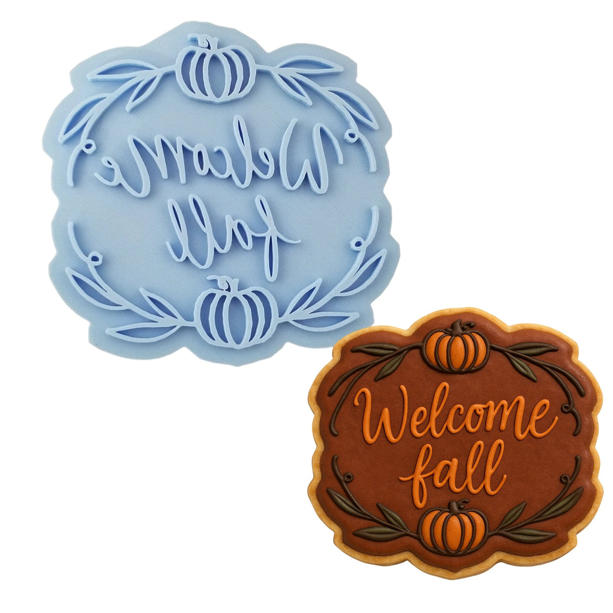 Welcome Fall Cookie Cutter | Stamp | Stencil #1 Halloween / Fall Cookie Cutter Lady MINI - 2 Inches (5cm) Stamp ONLY 