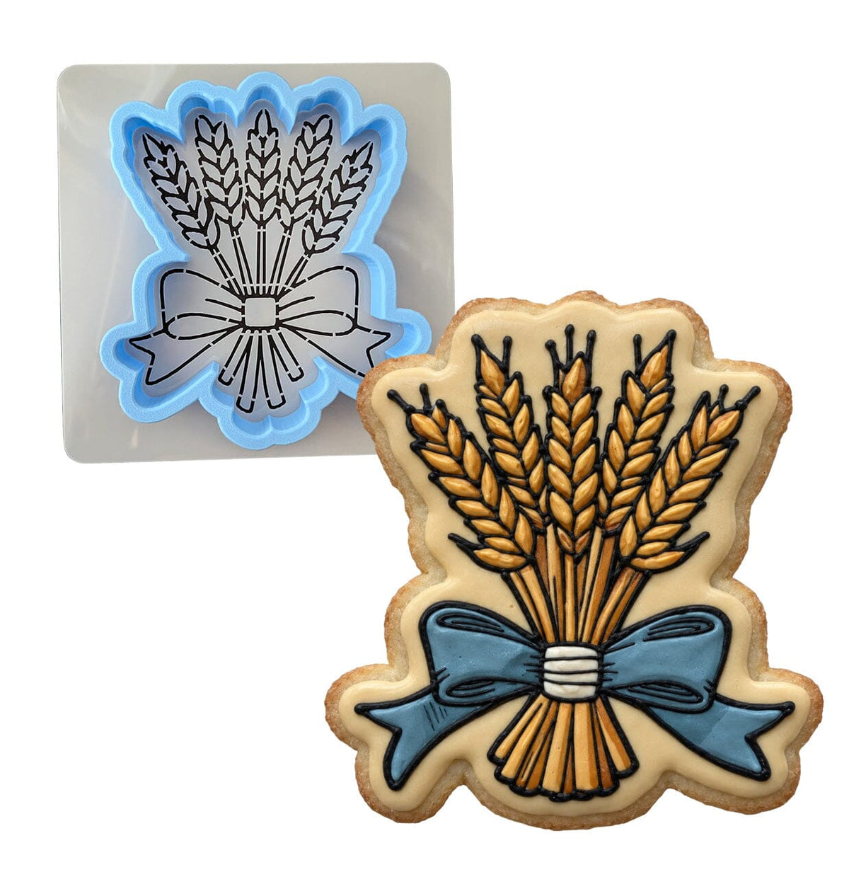 Wheat Bow Cookie Cutter | Stamp | Stencil - SHARP EDGES - FAST Shipping - Choose Your Own Size! #1 Cookie Cutter Lady LITTLE - 3 Inches (7.62cm) **BUNDLE** Cutter + Stencil 