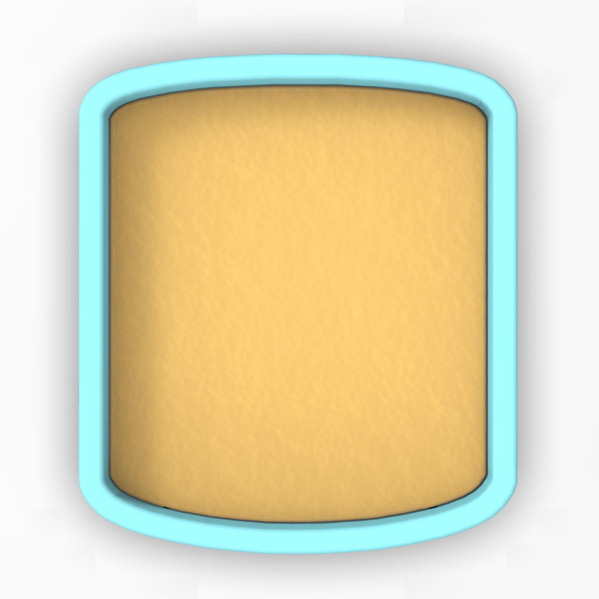 a blue and yellow object with a white background