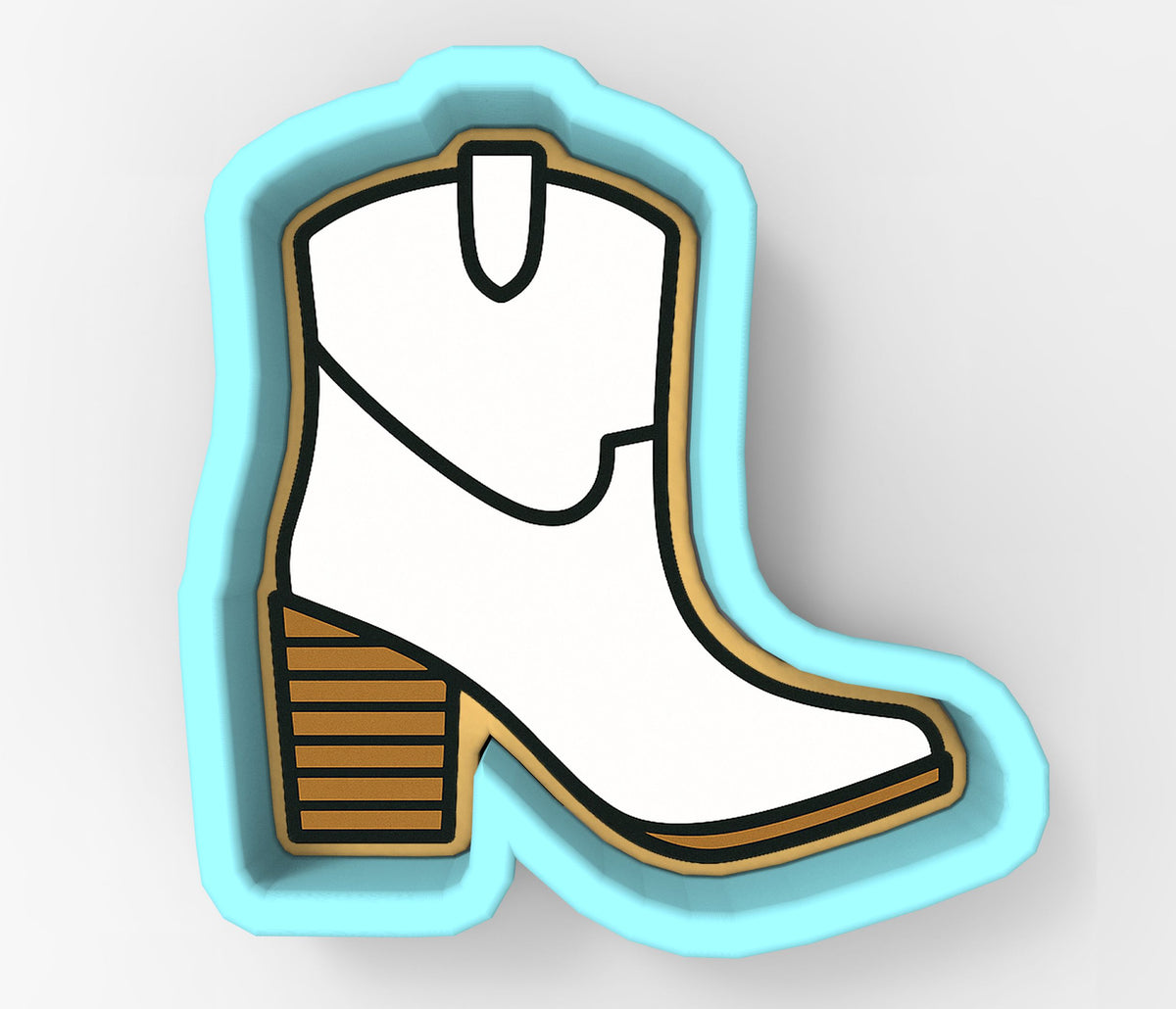 White Cowgirl Boot Cookie Cutter | Stamp | Stencil - SHARP EDGES - FAST Shipping - Choose Your Own Size! #1