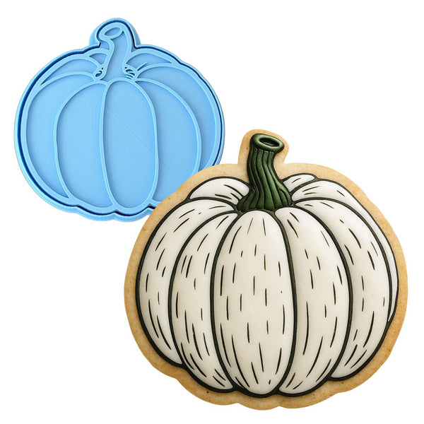 White Pumpkin Cookie Cutter | Stamp | Stencil - SHARP EDGES - FAST Shipping - Choose Your Own Size! #1 Cookie Cutter Lady LITTLE - 3 Inches (7.62cm) **BUNDLE** Cutter + Stamp 