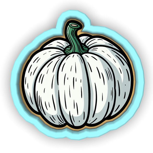 a drawing of a white pumpkin with a green stem