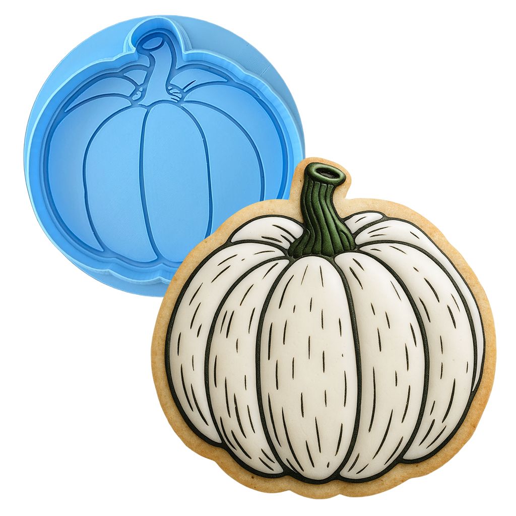 White Pumpkin Cookie Cutter | Stamp | Stencil - SHARP EDGES - FAST Shipping - Choose Your Own Size! #1 Cookie Cutter Lady LITTLE - 3 Inches (7.62cm) **BUNDLE** Cutter + Debosser 