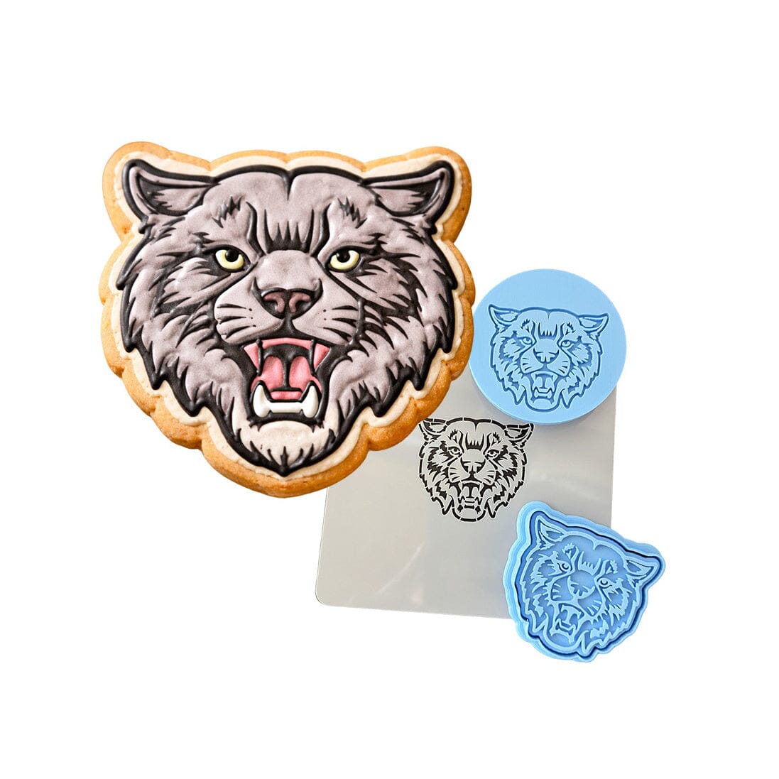 Wildcat Cookie Cutter | Stamp | Stencil #1 Animals & Dinosaurs Cookie Cutter Lady MINI - 2 Inches (5cm) **FULL SET BUNDLE** Cutter + Stamp + Stencil + Debosser **BEST DEAL** 