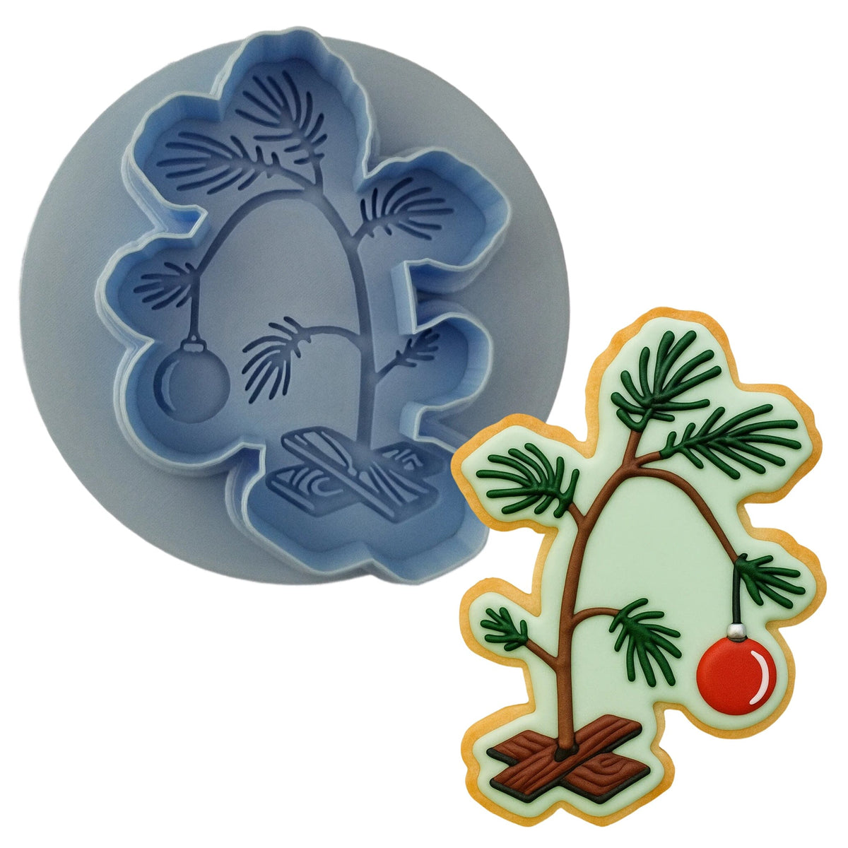 Wilting Christmas Tree Cookie Cutter | Stamp | Stencil #1 Xmas / Winter / NYE Cookie Cutter Lady MINI - 2 Inches (5cm) **BUNDLE** Cutter + Debosser 