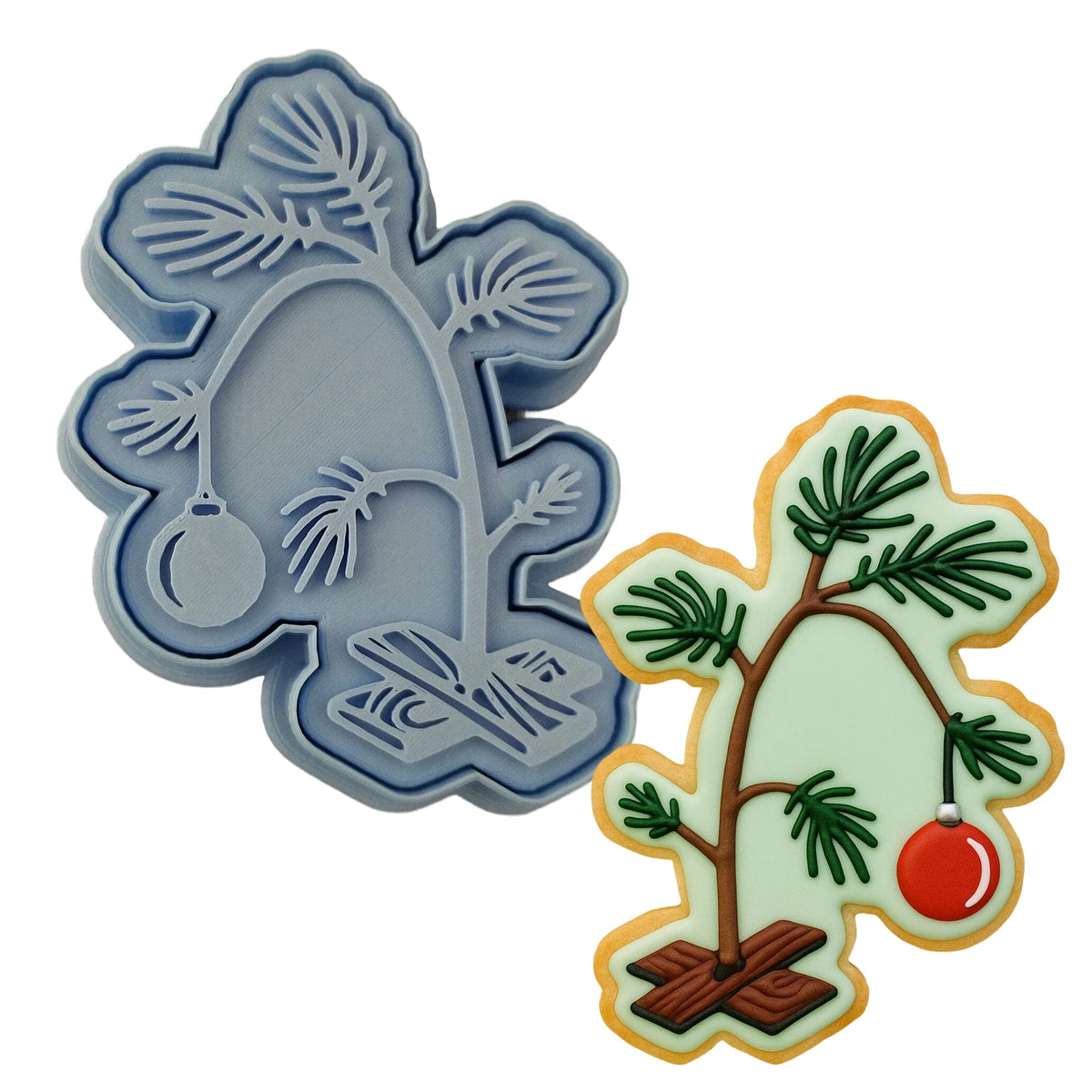 Wilting Christmas Tree Cookie Cutter | Stamp | Stencil #1 Xmas / Winter / NYE Cookie Cutter Lady MINI - 2 Inches (5cm) **BUNDLE** Cutter + Stamp 