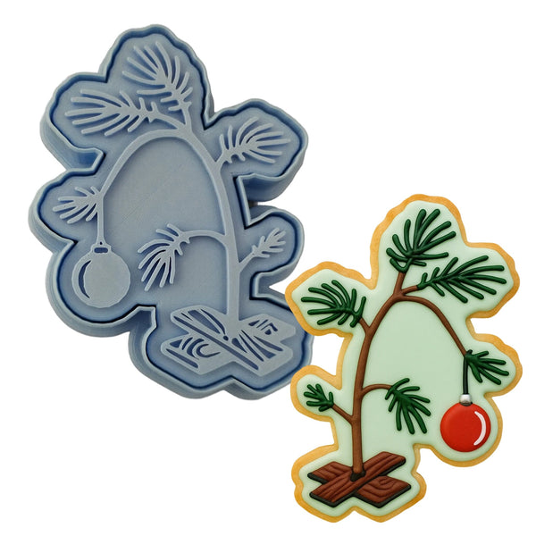 Wilting Christmas Tree Cookie Cutter | Stamp | Stencil #1 Xmas / Winter / NYE Cookie Cutter Lady MINI - 2 Inches (5cm) **BUNDLE** Cutter + Stamp 