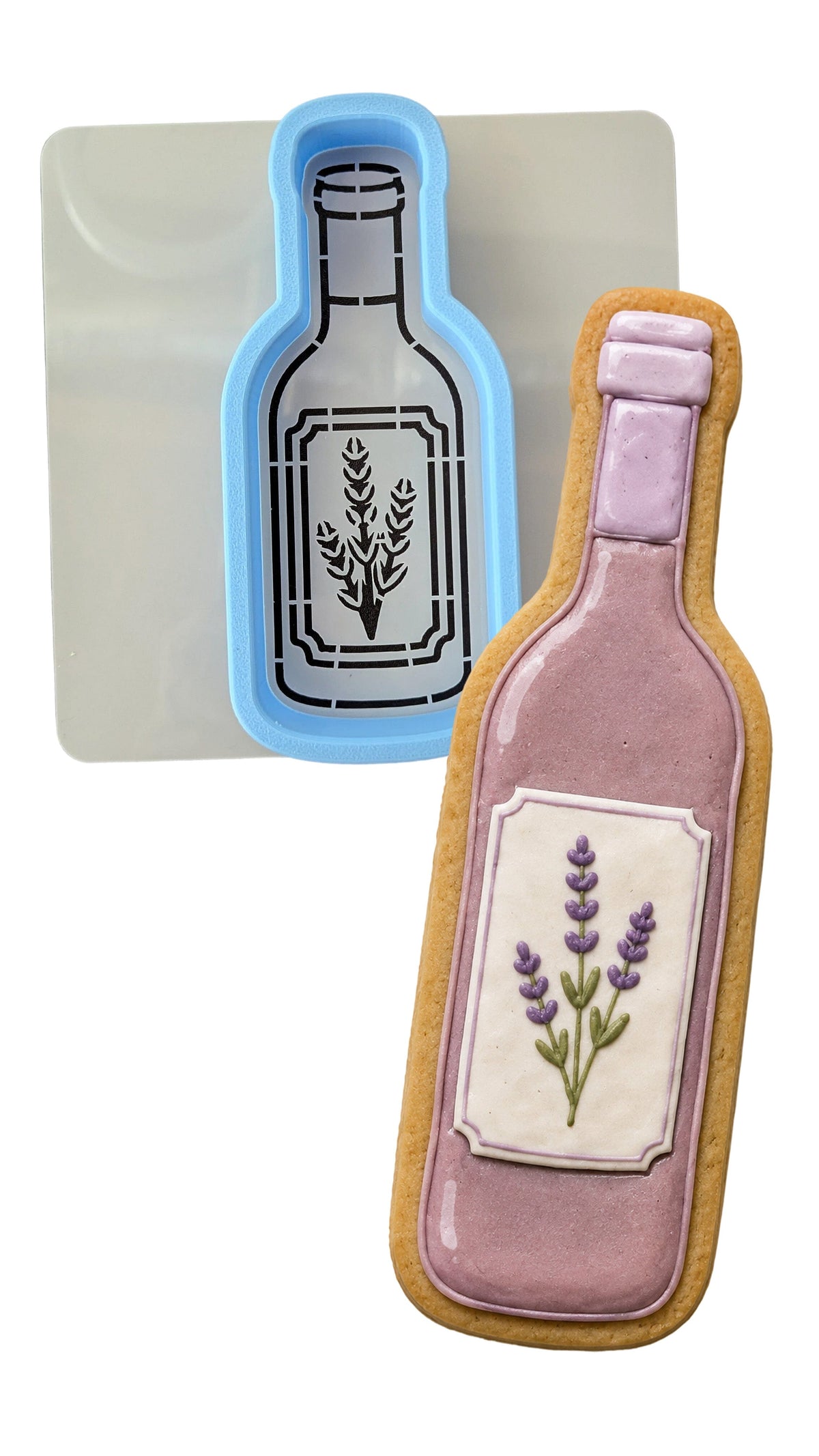 Wine Bottle Cookie Cutter | Stamp | Stencil | Debosser #1 Cookie Cutter Lady LITTLE - 3 Inches (7.62cm) **BUNDLE** Cutter + Stencil 