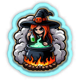 a girl in a witches hat holding a bottle of booze