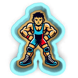 a cartoon of a man in a wrestling stance