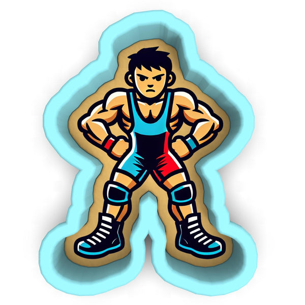 a cartoon of a man in a wrestling stance