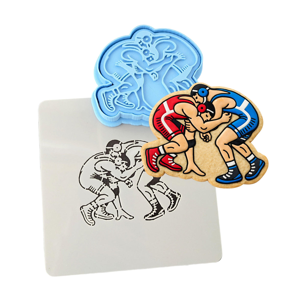 Wrestlers Tied Up Cookie Cutter | Stamp | Stencil - SHARP EDGES - FAST Shipping - Choose Your Own Size! #1 Cookie Cutter Lady LITTLE - 3 Inches (7.62cm) **BUNDLE** Cutter + Stamp + Stencil 