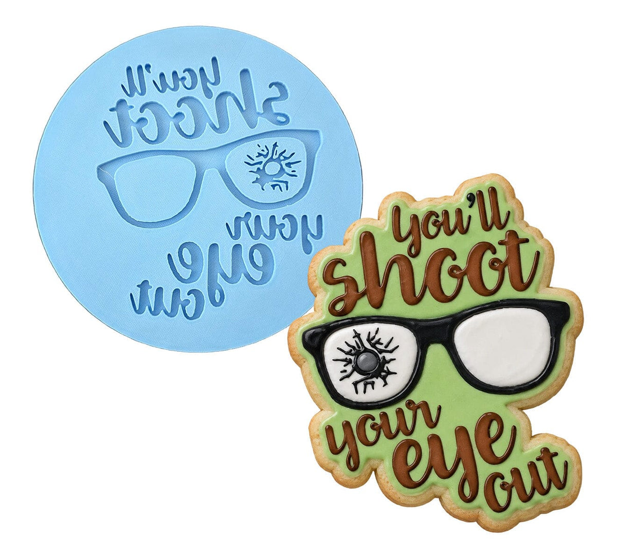 You'll Shoot Your Eye Out Cookie Cutter | Stamp | Stencil #2 Xmas / Winter / NYE Cookie Cutter Lady MINI - 2 Inches (5cm) Debosser ONLY 