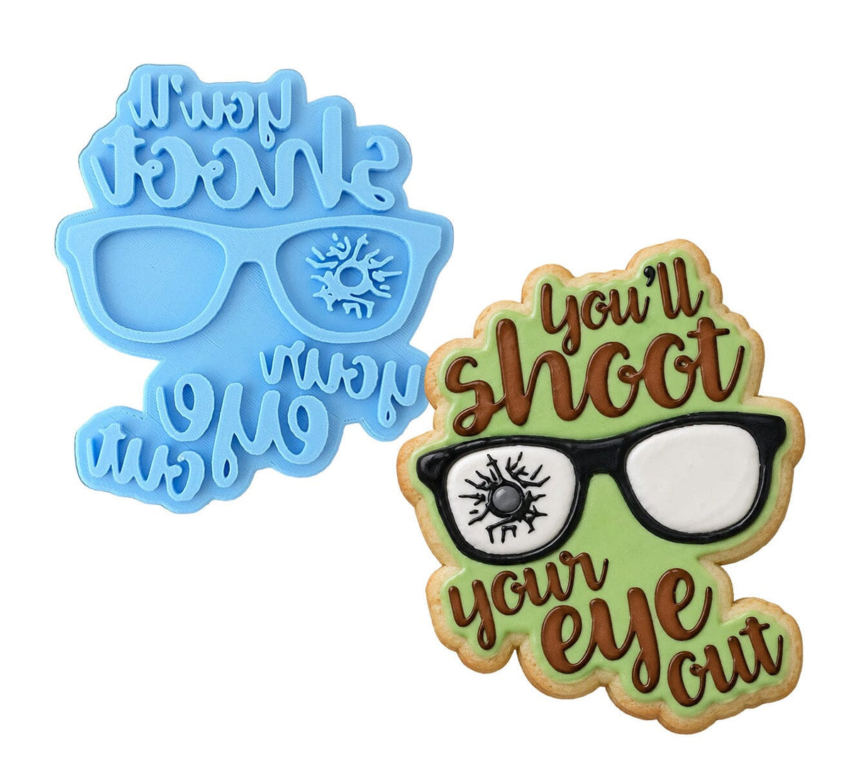 You'll Shoot Your Eye Out Cookie Cutter | Stamp | Stencil #2 Xmas / Winter / NYE Cookie Cutter Lady MINI - 2 Inches (5cm) Stamp ONLY 
