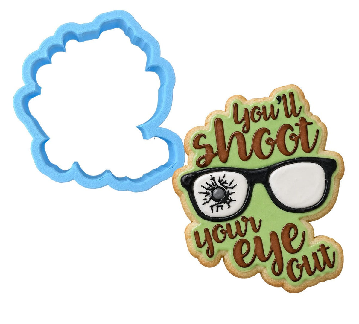 You'll Shoot Your Eye Out Cookie Cutter | Stamp | Stencil #2 Xmas / Winter / NYE Cookie Cutter Lady MINI - 2 Inches (5cm) Cookie Cutter ONLY (Outline) 