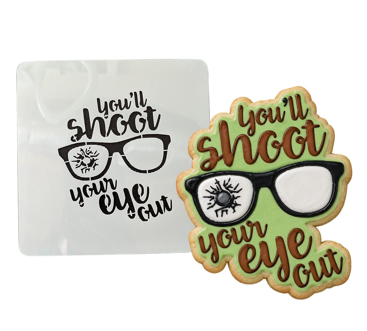 You'll Shoot Your Eye Out Cookie Cutter | Stamp | Stencil #2 Xmas / Winter / NYE Cookie Cutter Lady MINI - 2 Inches (5cm) Stencil ONLY 