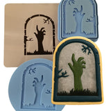 Zombie Tombstone Cookie Cutter | Stamp | Stencil #1 Halloween / Fall Cookie Cutter Lady MINI - 2 Inches (5cm) **FULL SET BUNDLE** Cutter + Stamp + Stencil + Debosser **BEST DEAL** 
