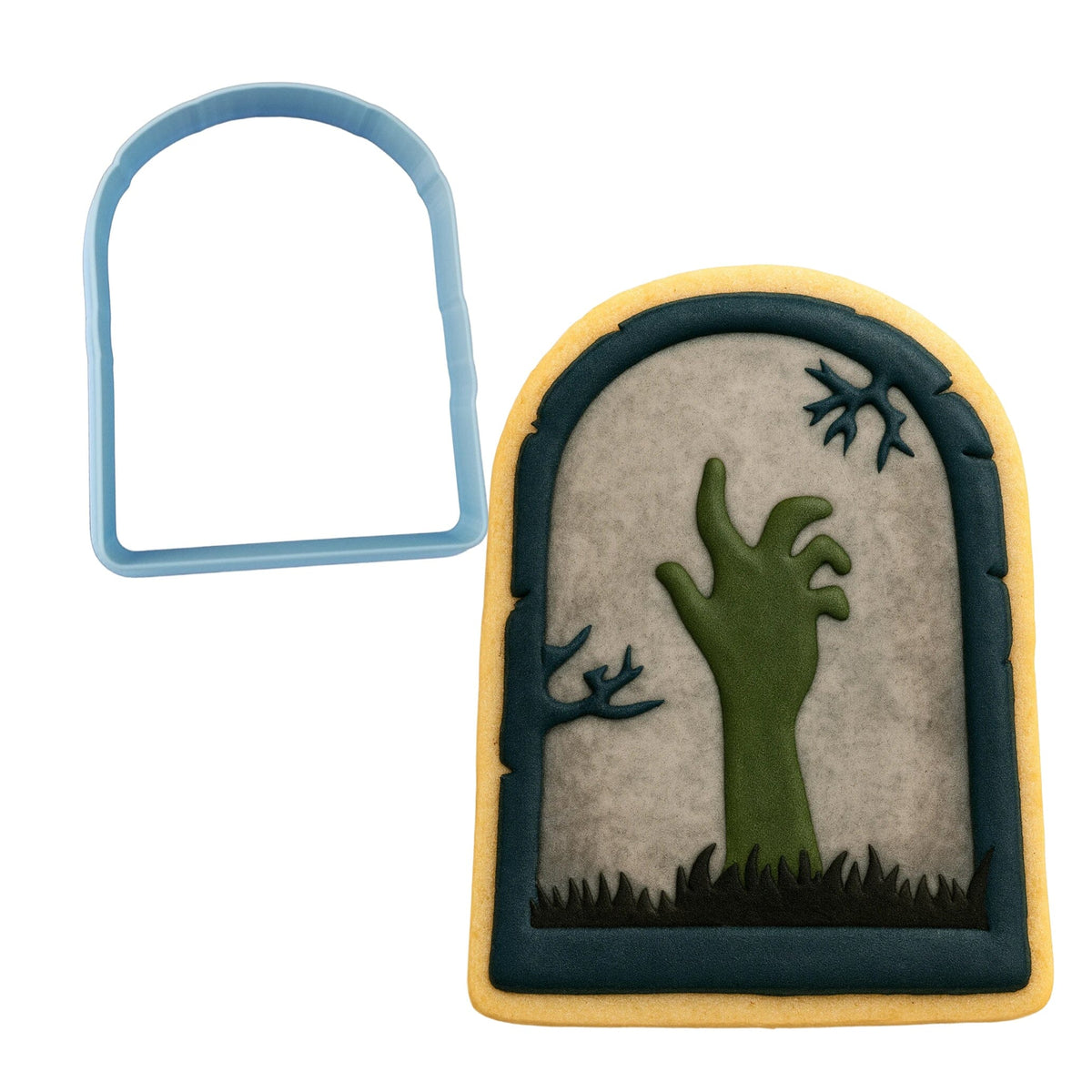 Zombie Tombstone Cookie Cutter | Stamp | Stencil #1 Halloween / Fall Cookie Cutter Lady MINI - 2 Inches (5cm) Cookie Cutter ONLY (Outline) 