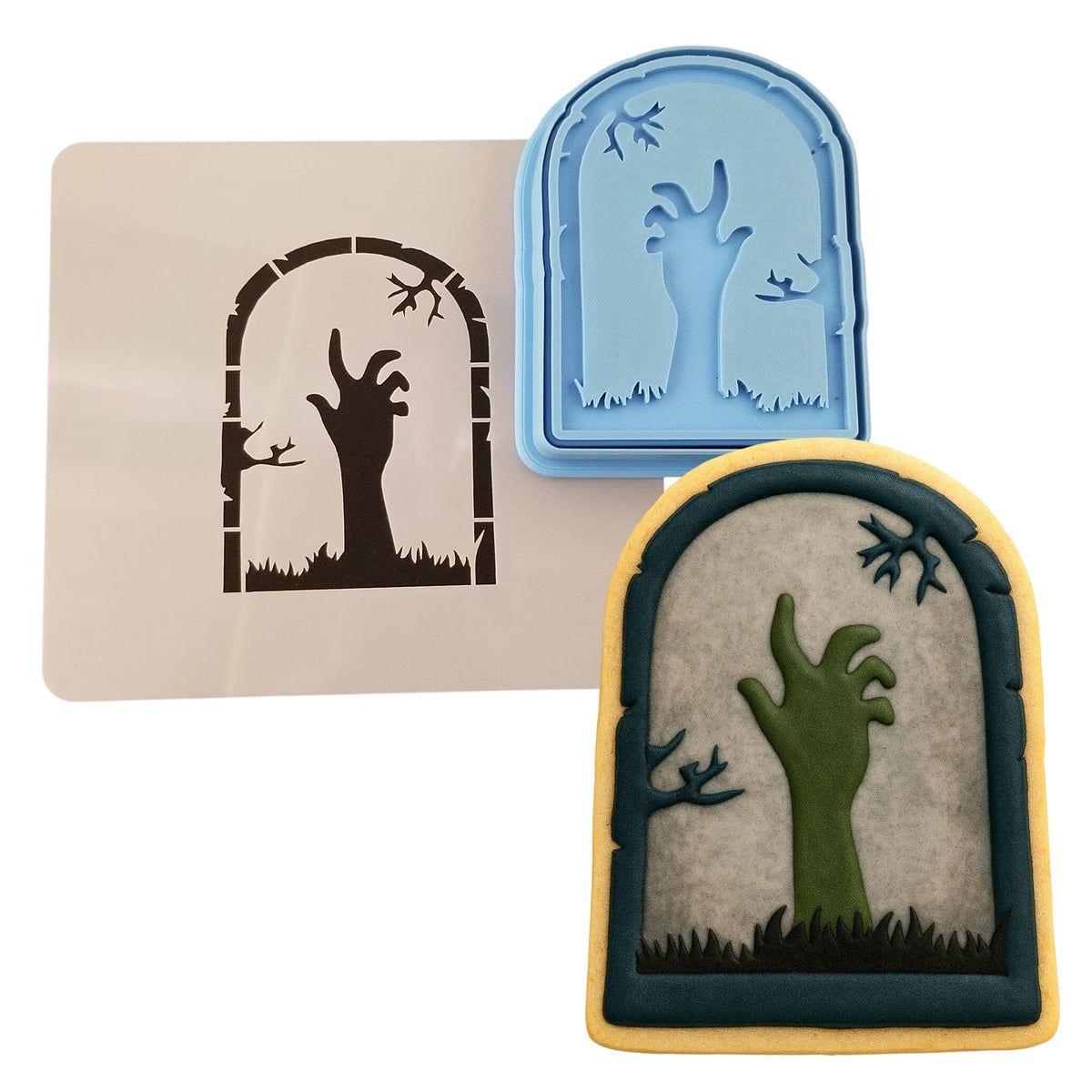 Zombie Tombstone Cookie Cutter | Stamp | Stencil #1 Halloween / Fall Cookie Cutter Lady 