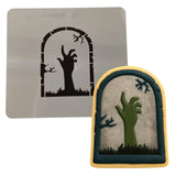 Zombie Tombstone Cookie Cutter | Stamp | Stencil #1 Halloween / Fall Cookie Cutter Lady MINI - 2 Inches (5cm) Stencil ONLY 