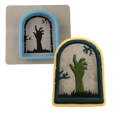 Zombie Tombstone Cookie Cutter | Stamp | Stencil #1 Halloween / Fall Cookie Cutter Lady MINI - 2 Inches (5cm) **BUNDLE** Cutter + Stencil 