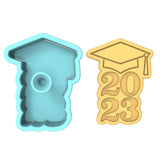2023 Grad Cap Cookie Cutter | Stamp | Stencil #1 Wedding / Baby / V Day Cookie Cutter Lady MINI - 2 Inches (5cm) **BUNDLE** Cutter + Stamp 