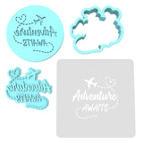 Adventure Awaits Cookie Cutter | Stamp | Stencil #1 Animals & Dinosaurs Cookie Cutter Lady MINI - 2 Inches (5cm) **FULL SET BUNDLE** Cutter + Stamp + Stencil + Debosser **BEST DEAL** 