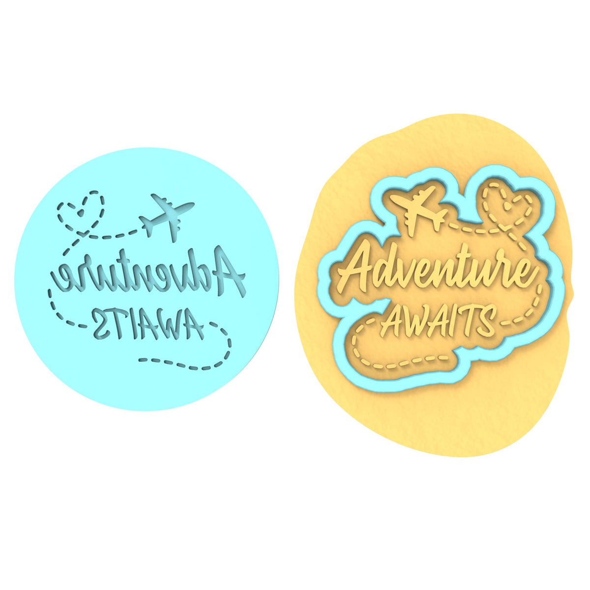Adventure Awaits Cookie Cutter | Stamp | Stencil #1 Animals & Dinosaurs Cookie Cutter Lady MINI - 2 Inches (5cm) **BUNDLE** Cutter + Debosser 