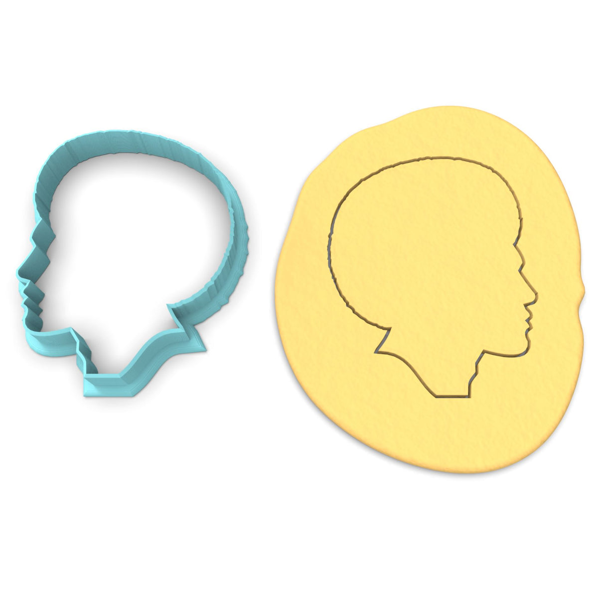 Afro African Man Cookie Cutter Outline #2 Cookie Cutter Lady 1 Inch with Dough Pusher Standard Cutter (1x) 