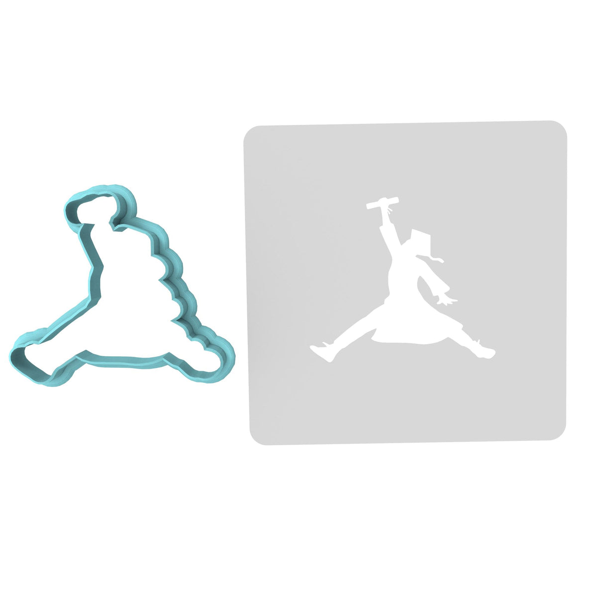 Air Grad Cookie Cutter | Stamp | Stencil #1 Wedding / Baby / V Day Cookie Cutter Lady MINI - 2 Inches (5cm) **BUNDLE** Cutter + Stencil 