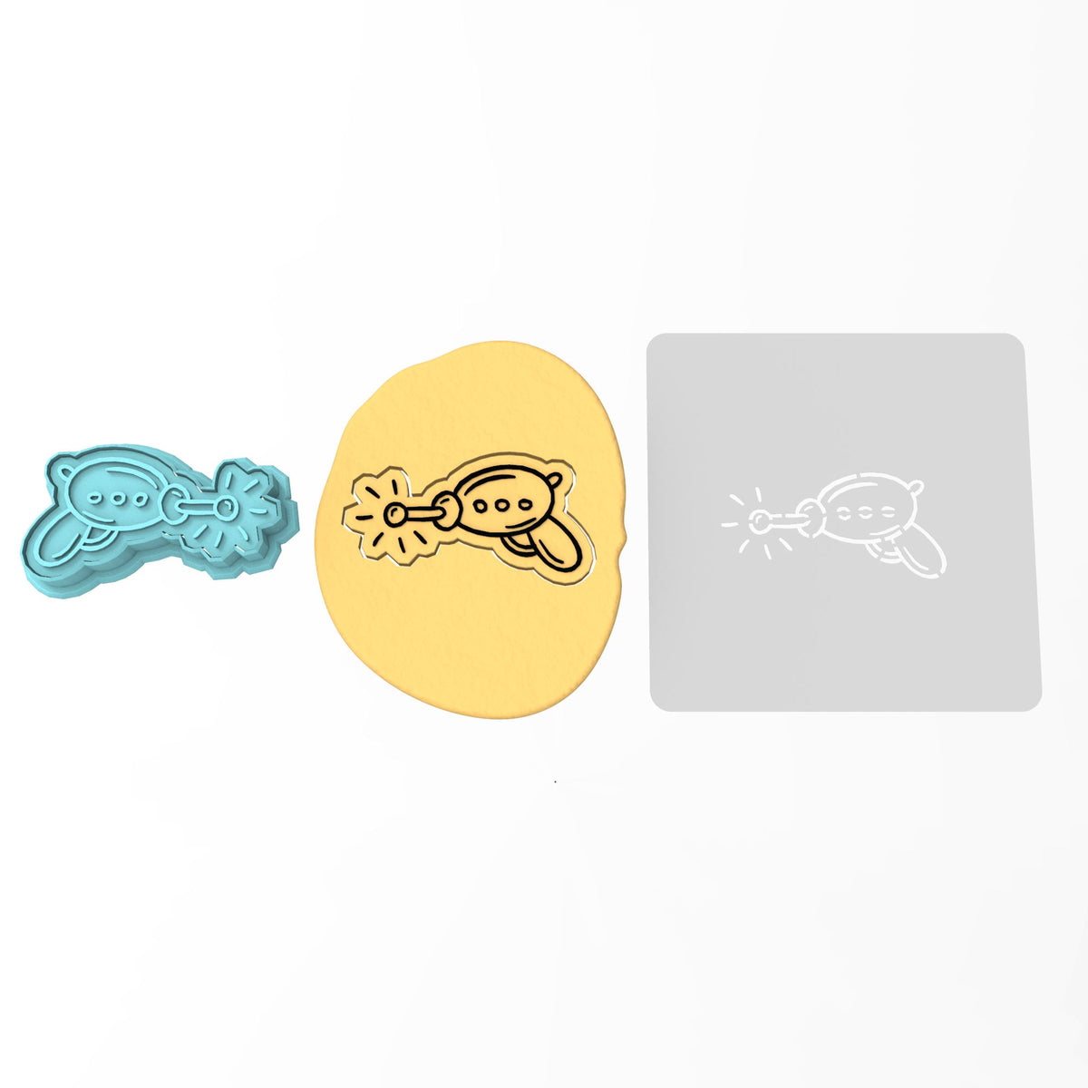 Alien Ray Gun Cookie Cutter | Stamp | Stencil #1