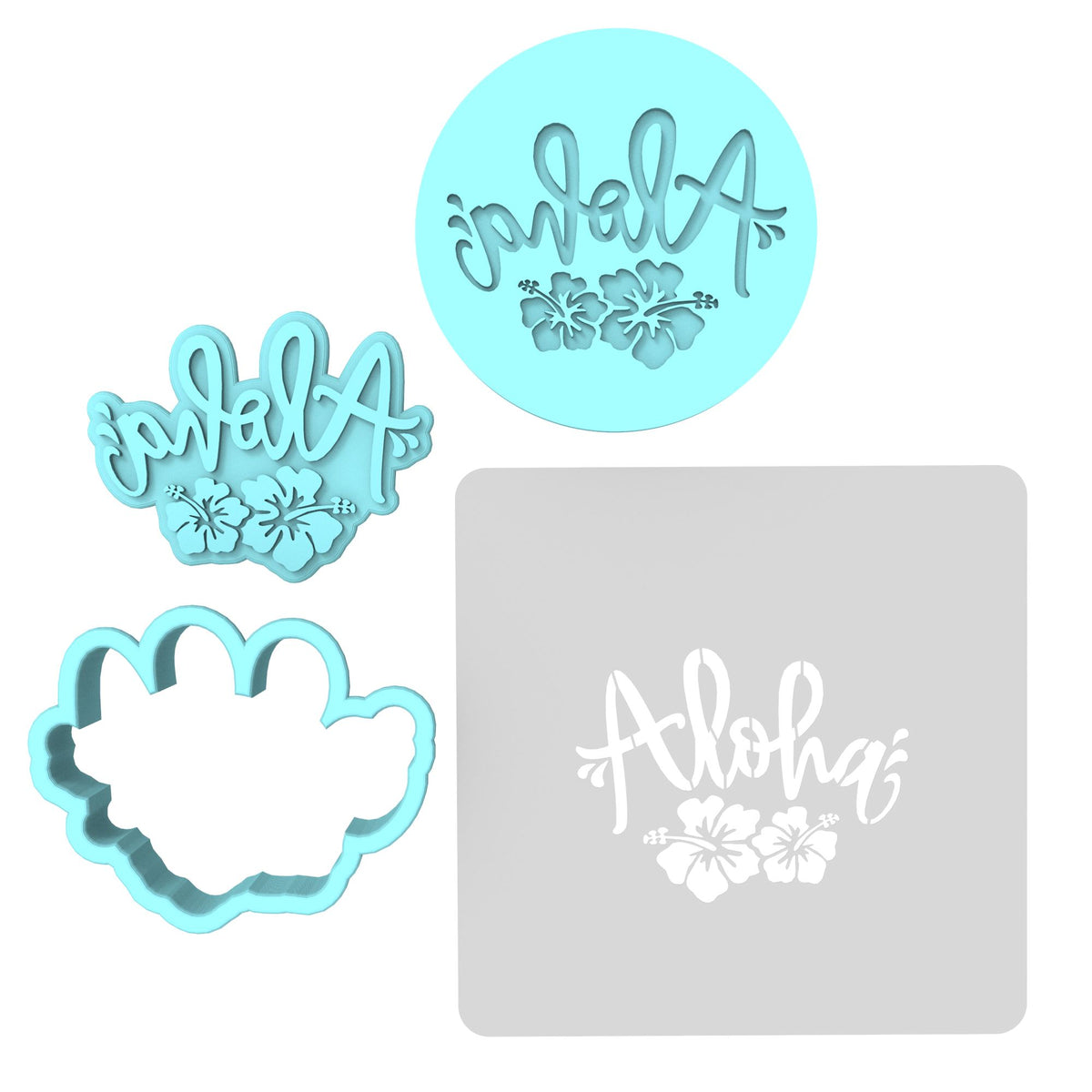Aloha Cookie Cutter | Stamp | Stencil #1 Animals & Dinosaurs Cookie Cutter Lady MINI - 2 Inches (5cm) **FULL SET BUNDLE** Cutter + Stamp + Stencil + Debosser **BEST DEAL** 