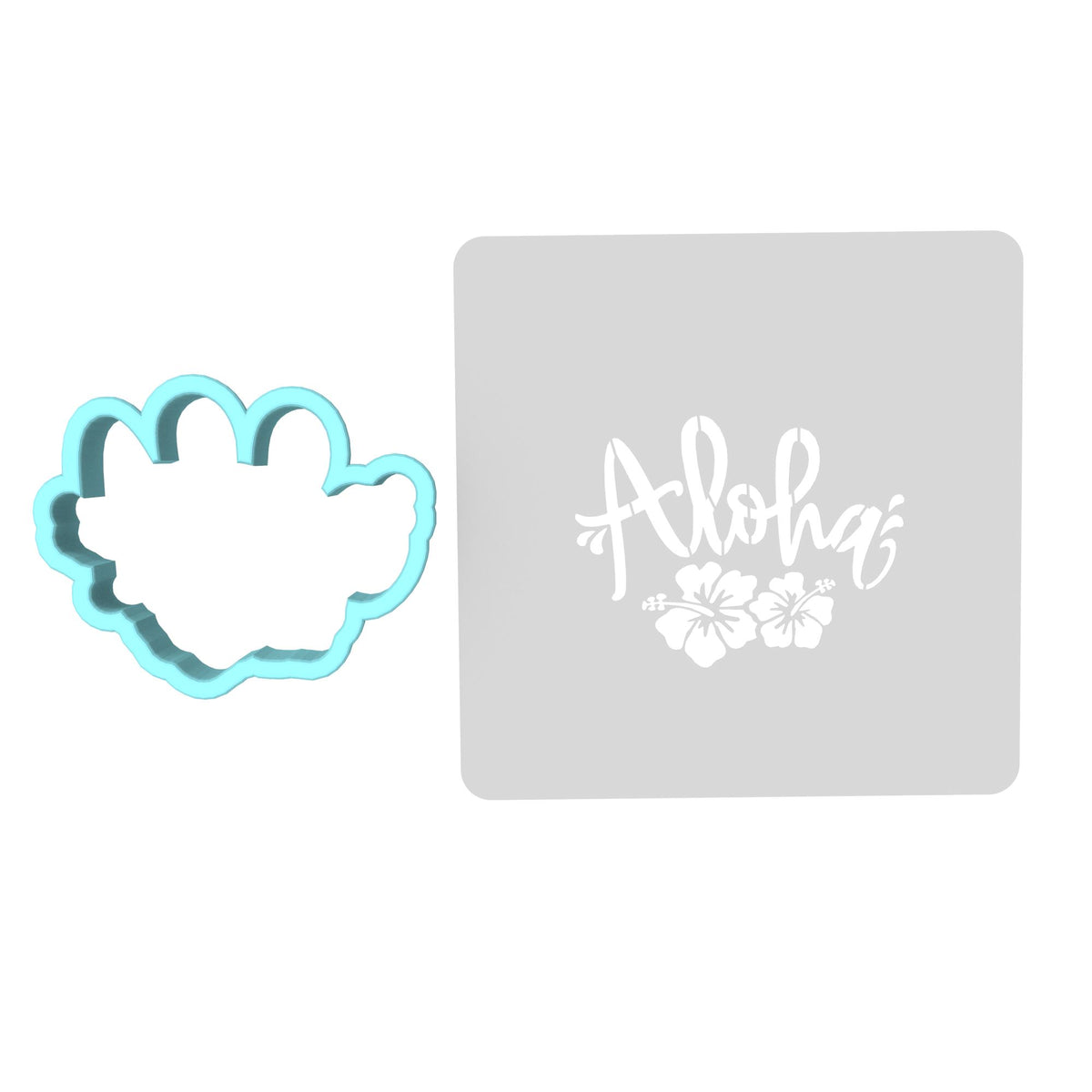 Aloha Cookie Cutter | Stamp | Stencil #1 Animals & Dinosaurs Cookie Cutter Lady MINI - 2 Inches (5cm) **BUNDLE** Cutter + Stencil 