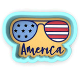 America Glasses Word Cookie Cutter | Stamp | Stencil #1