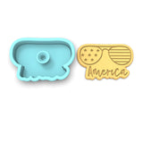 America Glasses Word Cookie Cutter | Stamp | Stencil #1