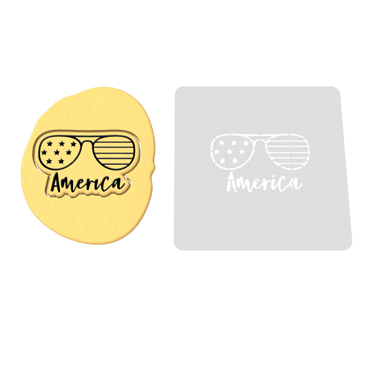America Glasses Word Cookie Cutter | Stamp | Stencil #1