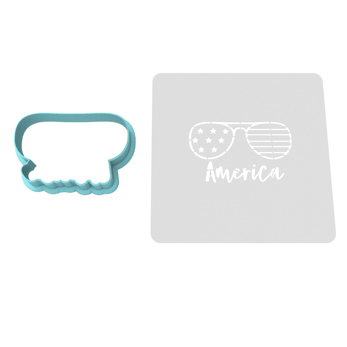 America Glasses Word Cookie Cutter | Stamp | Stencil #1