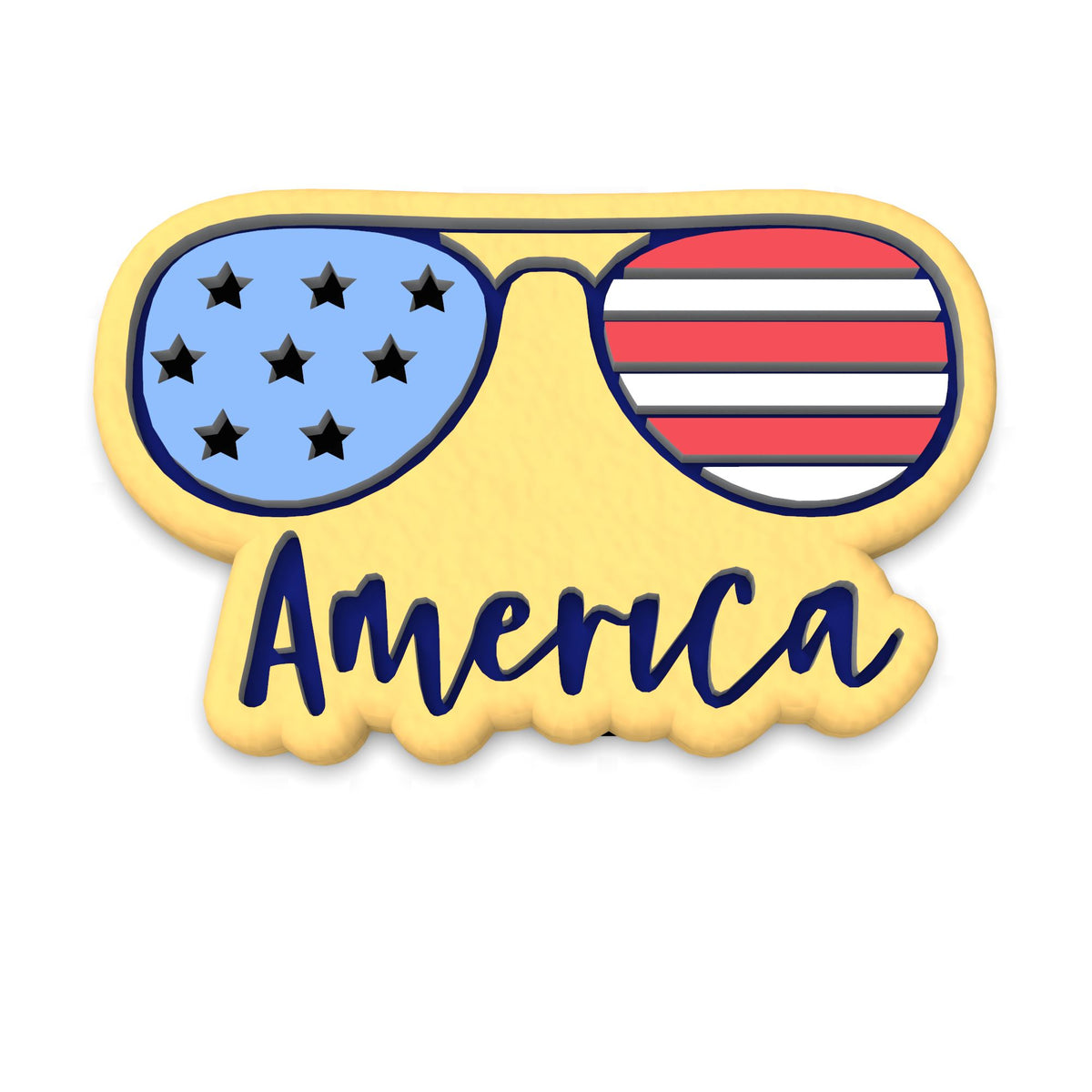America Glasses Word Cookie Cutter | Stamp | Stencil #1