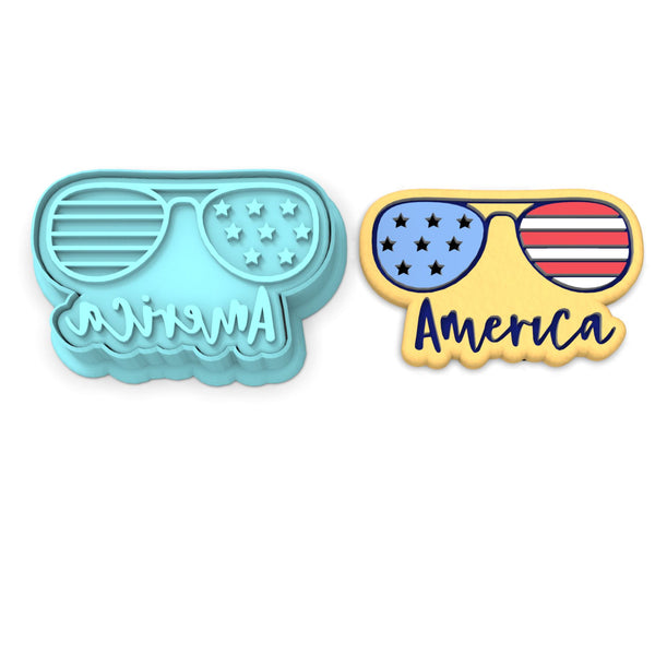 America Glasses Word Cookie Cutter | Stamp | Stencil #1