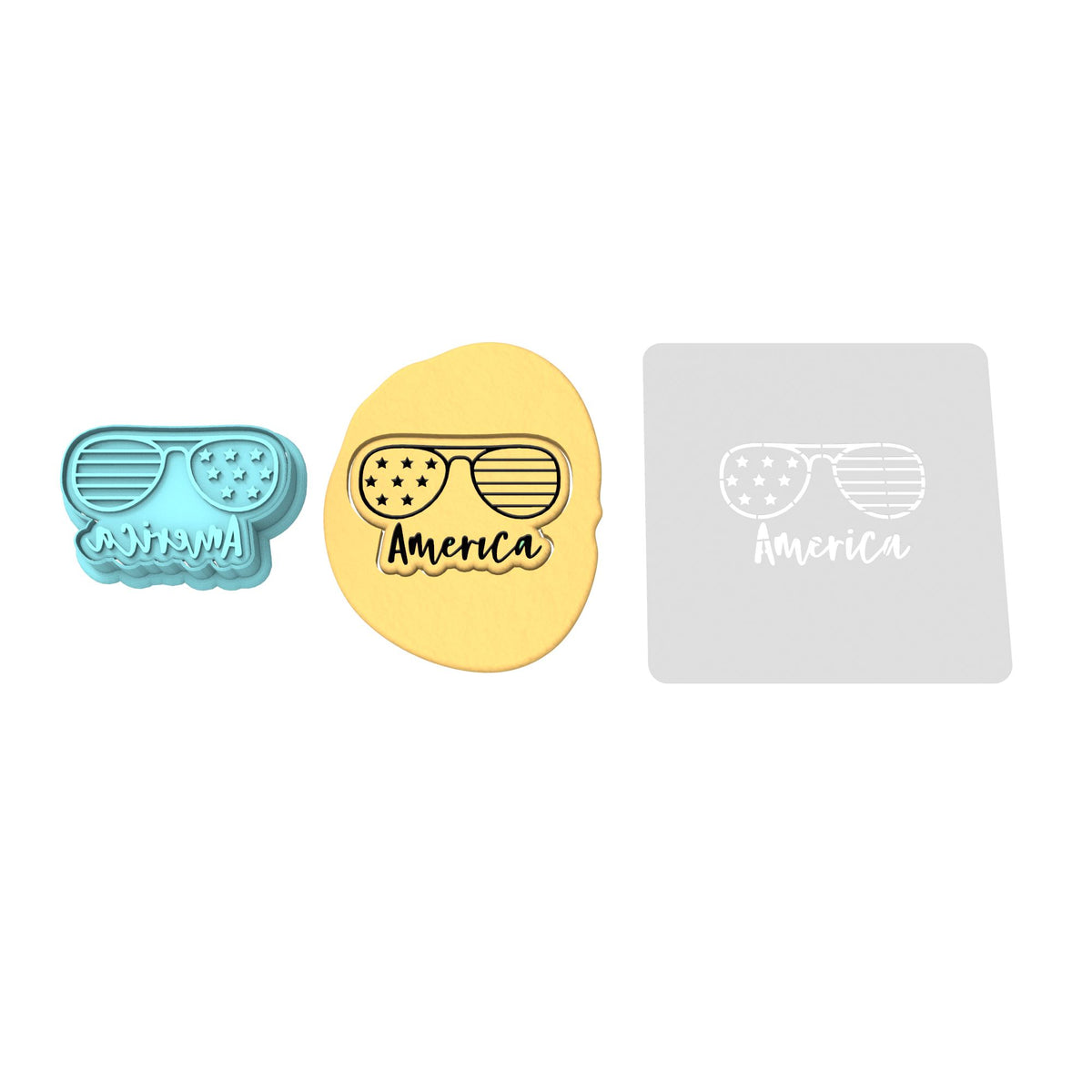America Glasses Word Cookie Cutter | Stamp | Stencil #1
