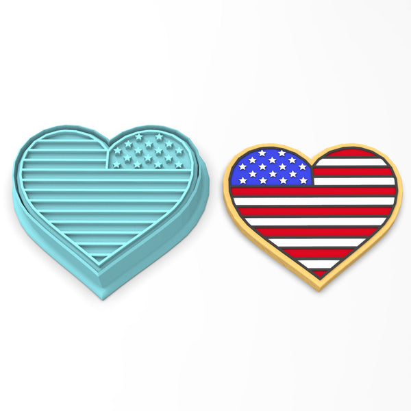 America Heart Cookie Cutter | Stamp | Stencil #1