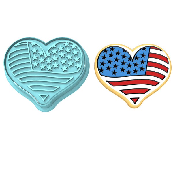 America Heart Cookie Cutter | Stamp | Stencil #2