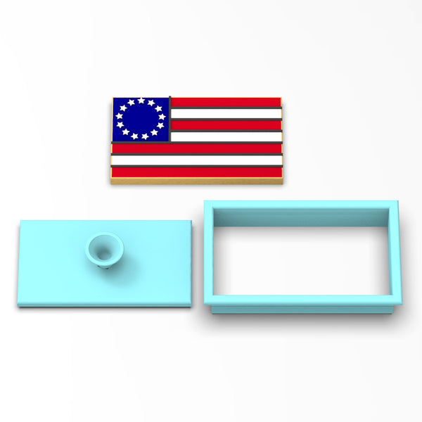 American Flag Colonial Cookie Cutter  Outline & Stamp