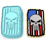 American Skull Flag Cookie Cutter | Stamp | Stencil #1