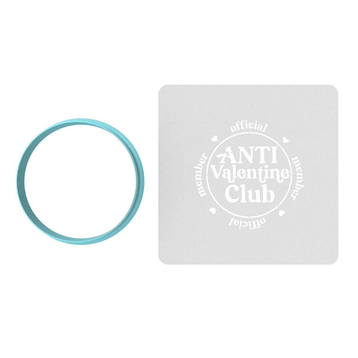 Anti Valentine Club Cookie Cutter | Stamp | Stencil #1 Wedding / Baby / V Day Cookie Cutter Lady MINI - 2 Inches (5cm) **BUNDLE** Cutter + Stencil 