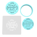 Anti Valentine Club Cookie Cutter | Stamp | Stencil #1 Wedding / Baby / V Day Cookie Cutter Lady MINI - 2 Inches (5cm) **FULL SET BUNDLE** Cutter + Stamp + Stencil + Debosser **BEST DEAL** 