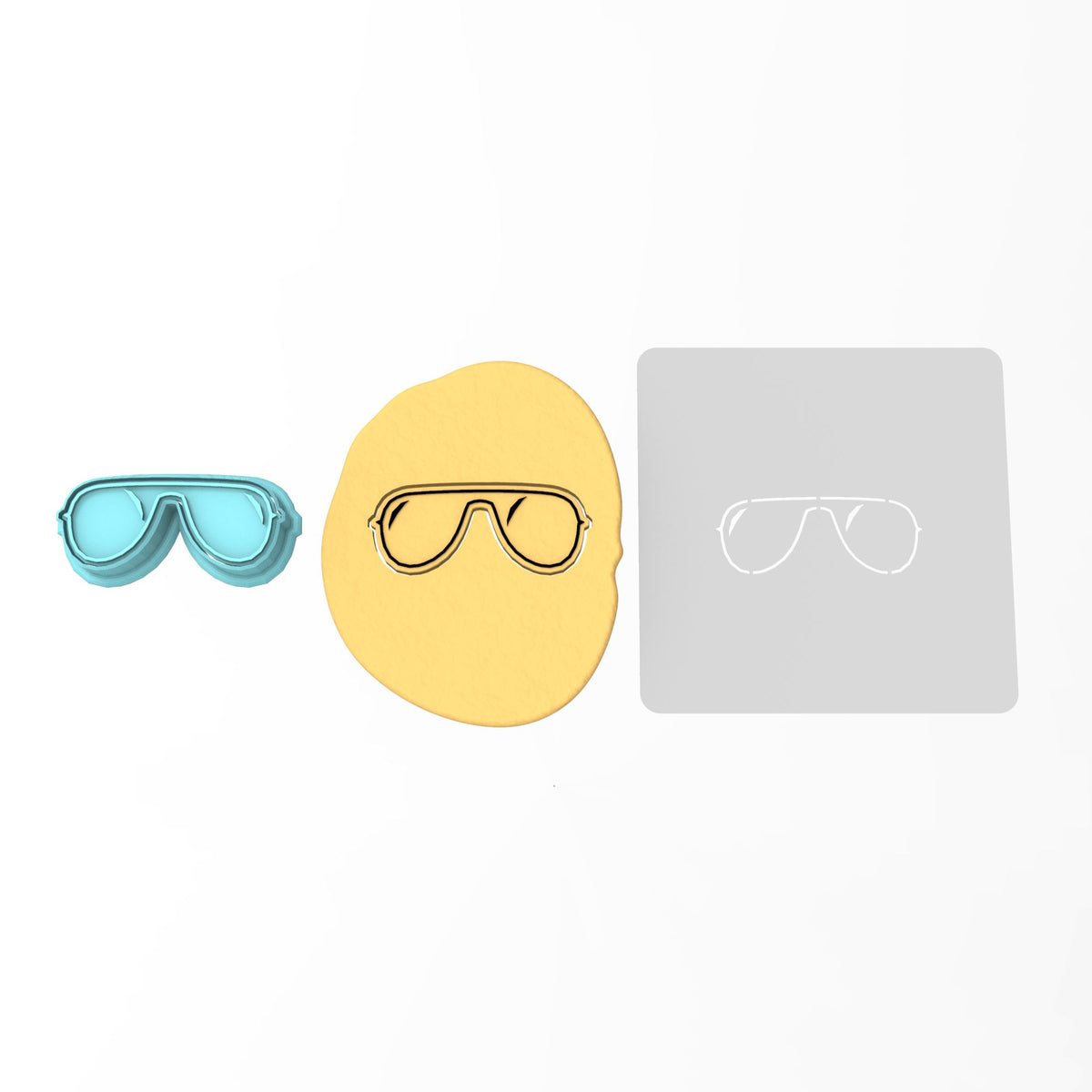 Aviator Glasses Cookie Cutter | Stamp | Stencil #1