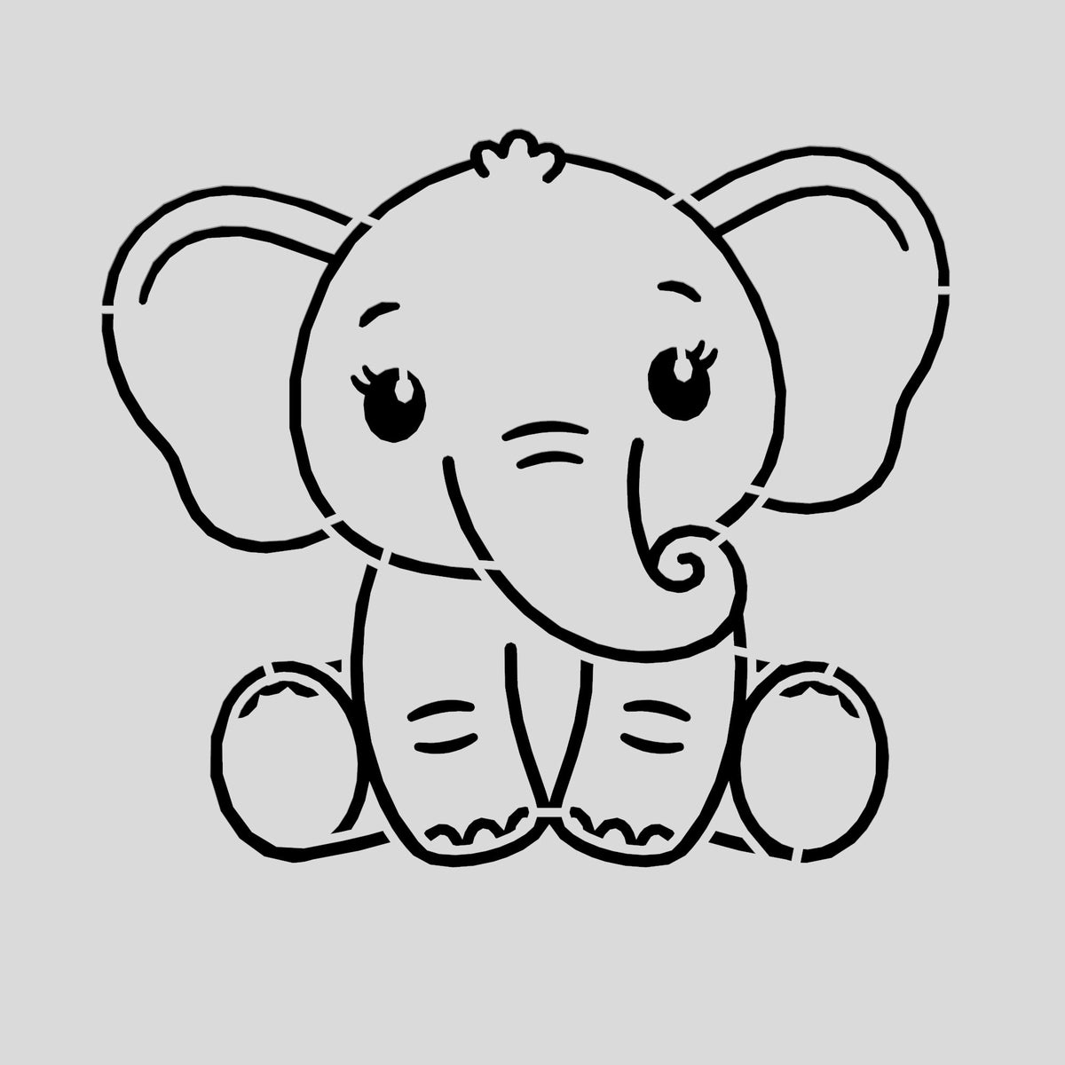 Baby Elephant Cookie Cutter | Stamp | Stencil #1