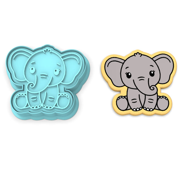 Baby Elephant Cookie Cutter | Stamp | Stencil #1